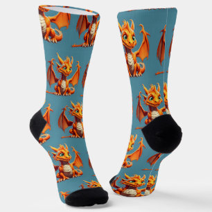 Niedlich Orange Dragon Socken