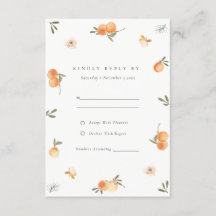 Niedlich Orange Floral Boho Botanical Wedding RSVP