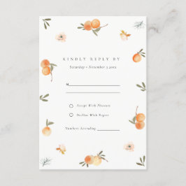 Niedlich Orange Floral Boho Botanical Wedding RSVP Begleitkarte