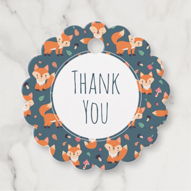Niedlich Orange Fox Animal Muster Vielen Dank Geschenkanhänger (Vorderseite)