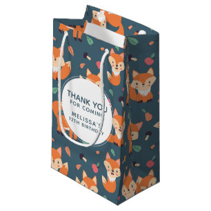 Niedlich Orange Fox Animal Muster Vielen Dank Kleine Geschenktüte