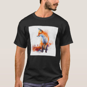 Niedlich Orange Fox Illustration Wasserfarbe Fraue T-Shirt
