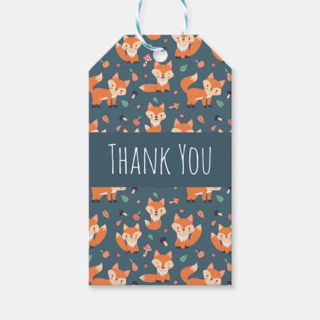 Niedlich Orange Fox Muster Vielen Dank Geschenkanhänger (Vorderseite)