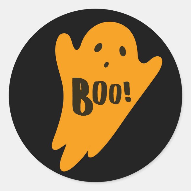 Niedlich-orange-Geist-BOO-Klassiker Runder Aufkleber (Vorderseite)