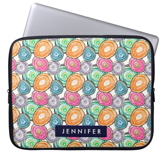Niedlich orange-grüne rosa Geodmuster personalisie Laptopschutzhülle (Vorderseite)