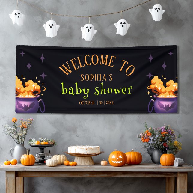 Niedlich Orange Halloween Cauldron Baby Dusche Emp Banner (Von Creator hochgeladen)