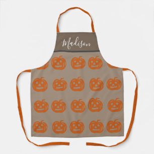 Niedlich Orange Halloween Pumpkins Frauen Personal Schürze