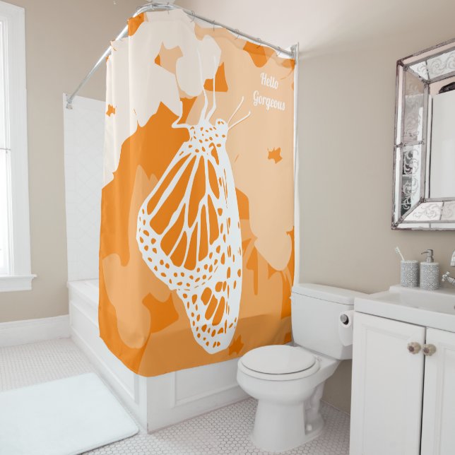Niedlich Orange Hello Gorgeous Monarch Butterfly Duschvorhang (Beispiel)