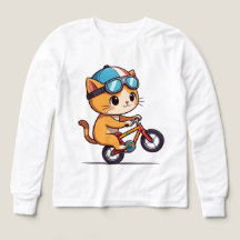 Niedlich Orange Katze Reiten a Bicycle Kinder T - 