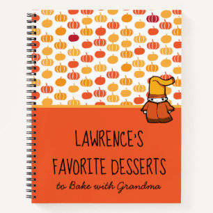 Niedlich Orange Kawaii Pumpkin Pattern Kids Rezept Notizbuch