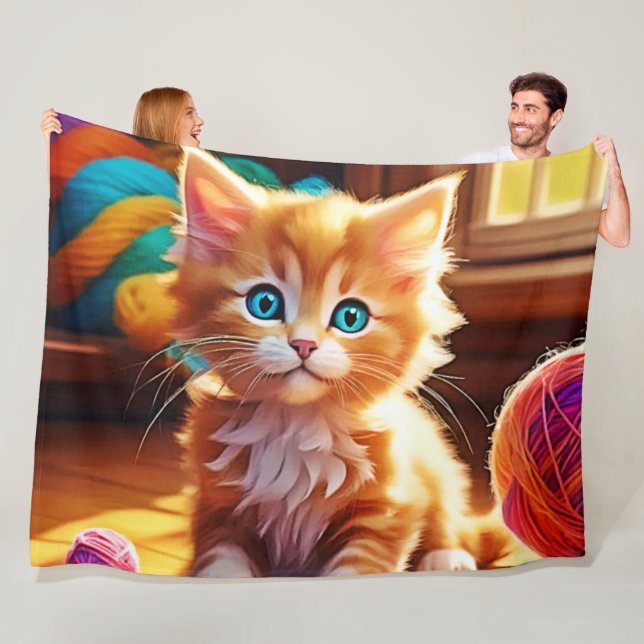 Niedlich Orange Kitten Art Fleecedecke (Beispiel)