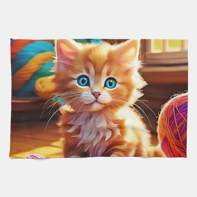 Niedlich Orange Kitten Art Geschirrtuch (Horizontal)