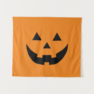Niedlich-orange-Kürbislaterne lustiges Halloween Wandteppich