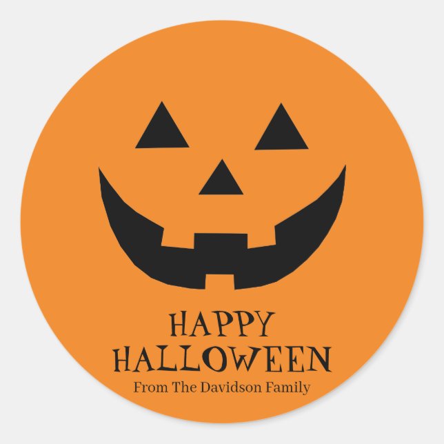 Niedlich-orange-Kürbislaterne-Sondertext Halloween Runder Aufkleber (Vorderseite)