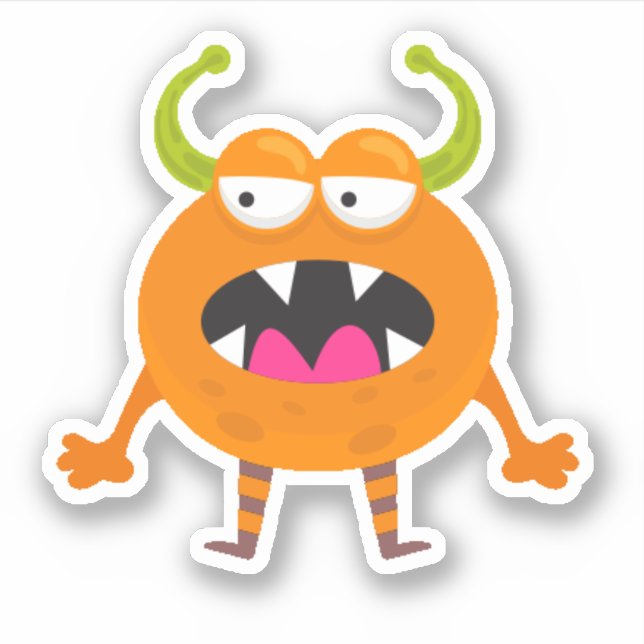 Niedlich Orange Little Monster Halloween Sticker (Vorderseite)