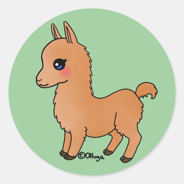 Niedlich Orange Llama Runder Aufkleber (Vorderseite)