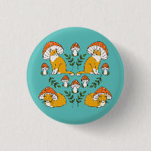 Niedlich Orange Mushroom Cats Button Button