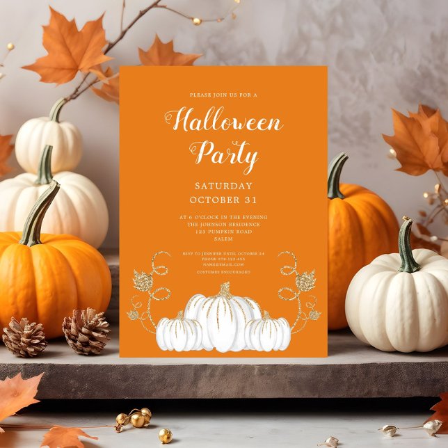 Niedlich Orange Pumpkin Halloween Cocktail Party Einladung (Cute Orange Pumpkin Halloween Cocktail Party Invitation)