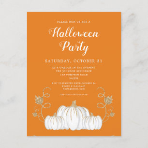 Niedlich Orange Pumpkin Halloween-Party Postkarte