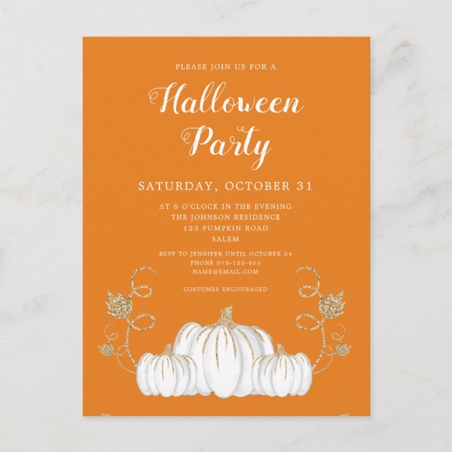 Niedlich Orange Pumpkin Halloween-Party Postkarte (Vorderseite)