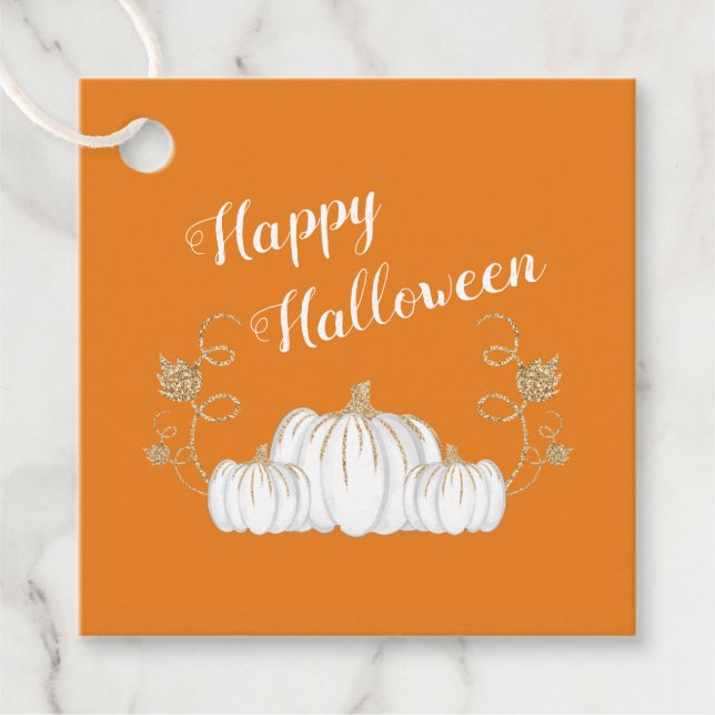 Niedlich Orange Pumpkin Happy Halloween Geschenkanhänger (Vorderseite)