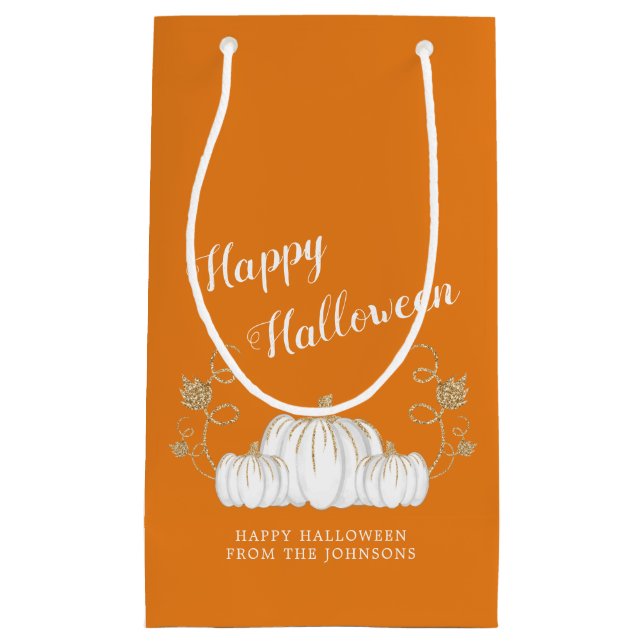 Niedlich Orange Pumpkin Happy Halloween Kleine Geschenktüte (Vorderseite)