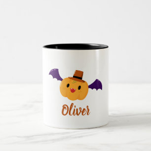 Niedlich Orange Pumpkin Individuelle Name Hallowee Zweifarbige Tasse
