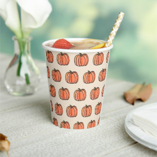 Niedlich Orange Pumpkin Pattern Pappbecher
