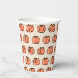 Niedlich Orange Pumpkin Pattern Pappbecher
