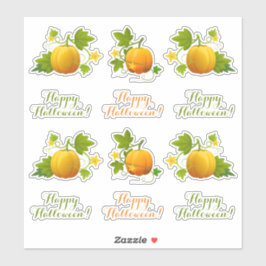 Niedlich Orange Pumpkins & Happy Halloween! Aufkle Aufkleber