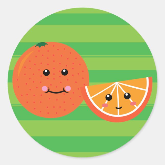 Niedlich Orange Runder Aufkleber (Vorderseite)