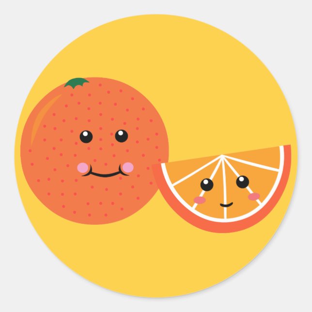 Niedlich Orange Runder Aufkleber (Vorderseite)