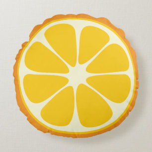 Niedlich Orange Slice Zitrus Frucht Witziger Feins Rundes Kissen