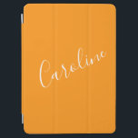 Niedlich Orange Solid Color Personalisierter Skrip iPad Air Hülle<br><div class="desc">Niedlich Orange Solid Color Personalisierter Script Name iPad Pro Cover</div>