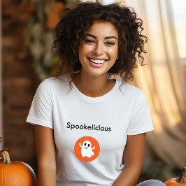 Niedlich Orange Spookelicious Lächeln Halloween Ge T-Shirt