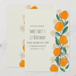 Niedlich Orange Sweet Botanic Floral Geburtstag Einladung