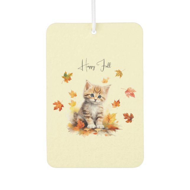 Niedlich Orange Tabby Kitten in Herbstlauben Autolufterfrischer (Vorderseite)