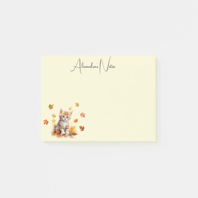 Niedlich Orange Tabby Kitten in Herbstlauben Post-it Klebezettel (Vorderseite)