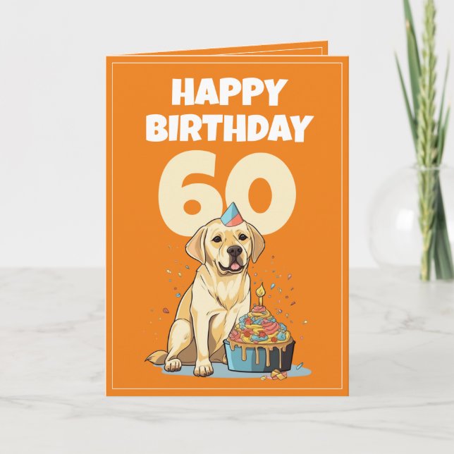 Niedlich Orange und White Labrador Husband 60. Geb Karte (Vorderseite)