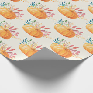 Niedlich Orange Watercolor Pumpkin Pattern Geschenkpapier