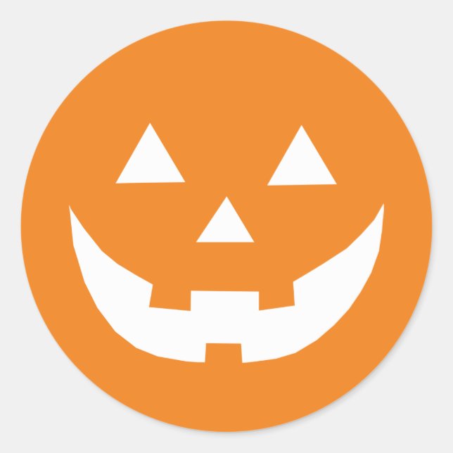 Niedlich-orange-weiße Kürbislaterne Kürbis Hallowe Runder Aufkleber (Vorderseite)
