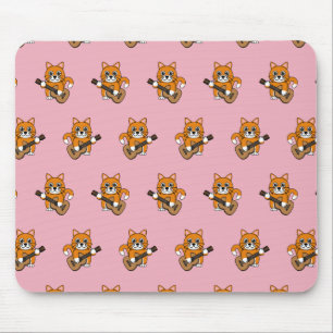 Niedlich Orange White Cat Gitarre spielen Cartoon Mousepad