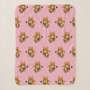 Niedlich Orange White Cat Gitarre spielen Cartoon Sherpadecke