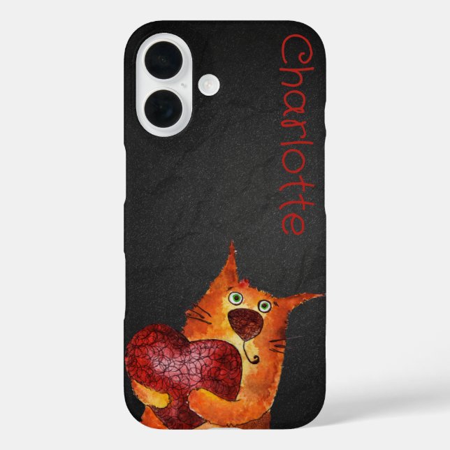 Niedlich-orangefarbene Cartoon iPhone 16 Hülle (Rückseite)