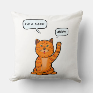 Niedlich orangefarbene Katze sagt "Meow". Tiger 20 Kissen