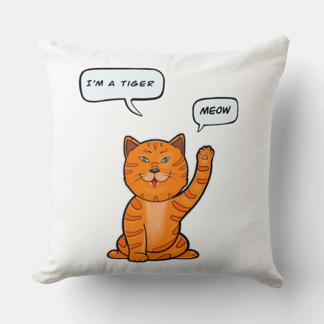 Niedlich orangefarbene Katze sagt "Meow". Tiger 20 Kissen (Vorderseite)