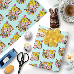 Niedlich Orangefarbene Osterkatze Geschenkpapier