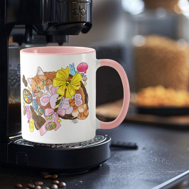 Niedlich Orangefarbene Osterkatze Tasse (Von Creator hochgeladen)