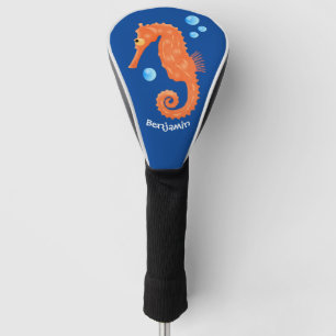 Niedlich orangefarbene Seepferd-Blasen Cartoon-Abb Golf Headcover