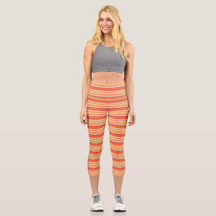 Niedlich orangefarbene Streifen Capri Leggings